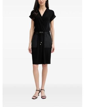Joseph Ribkoff Drawstring-Waist Wrap-Style Mid-Length Dress - Black