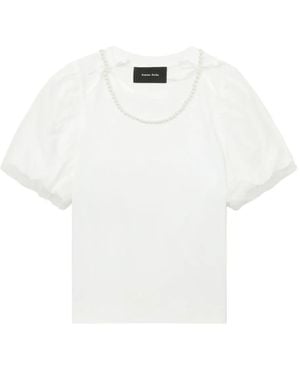 Simone Rocha Oberteil mit Perlen und Puffärmeln - Weiß