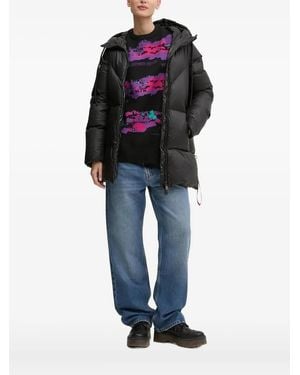 AFTER LABEL Hooded Quilted Jacket - Blue