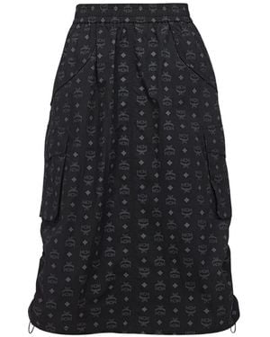 MCM Falda Cargo Con Monograma - Negro