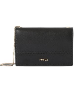 Furla Lia Chain-Link Leather Wallet - Black
