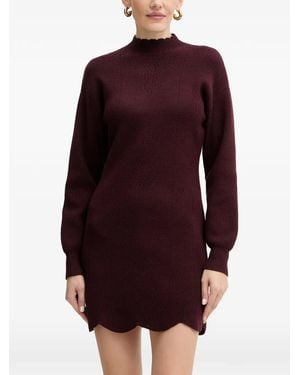 Twinset Scallop-Hem Mock-Neck Mini Dress - Purple