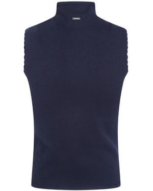 Twinset Knitted Top With Crochet Details - Blue