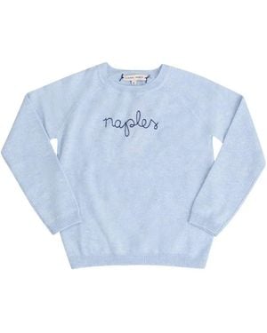 Lingua Franca Naples Embroidered Crewneck Jumper - Blue
