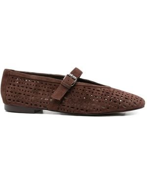Bibi Lou Cutout Buckle Ballet Flats - Brown