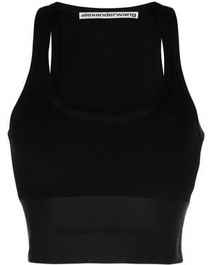 Alexander Wang Cropped-Top Mit Logo - Schwarz