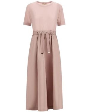 Herno Vestido Midi Con Cordones - Rosa