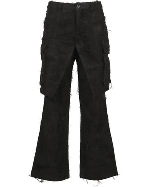 Troubled Waters Double-Layer Distressed Cargo Trousers - Black
