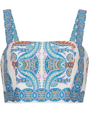 Cara Cara Helena Paisley-Print Cropped Top - Blue