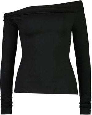Paris Georgia Basics Elemental Manahou Asymmetric Off-Shoulder Top - Black
