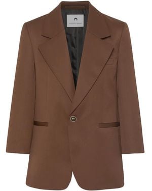 Marine Serre Blazer En Laine À Coupe Ample - Brown