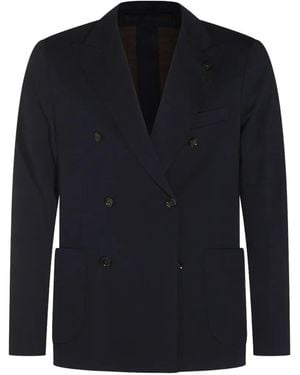 Lardini Peak-Lapel Double-Breasted Blazer - Blue