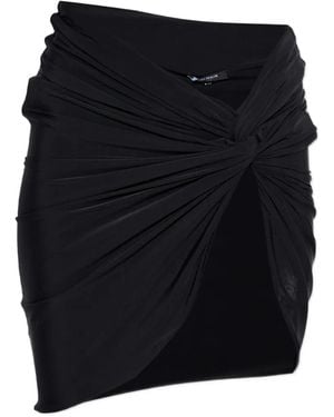 Balmain Knot-Detail Draped Mini Skirt - Black