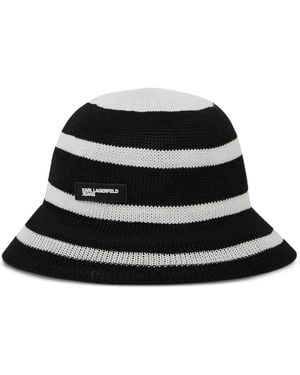 KARL LAGERFELD Stripes Knitted Bucket Hat - Black