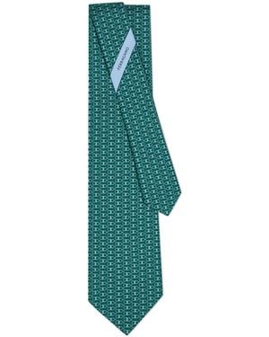 Ferragamo Gancini Print Silk Tie - Green
