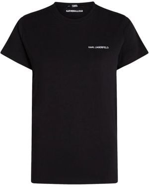 KARL LAGERFELD Logo-Embroidered Organic-Cotton T-Shirt - Black