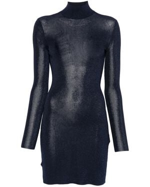 Self-Portrait High-neck Glitter Mini Dress - ブルー