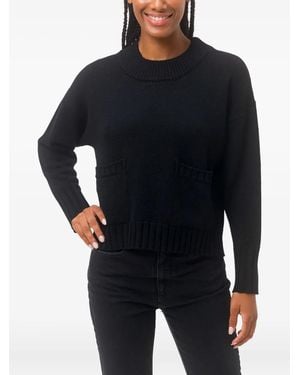Alpha Studio Front-Pocket Crew-Neck Sweater - Black