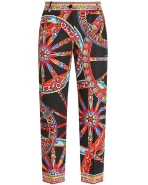Dolce & Gabbana Carretto-Print Poplin Pants - Red