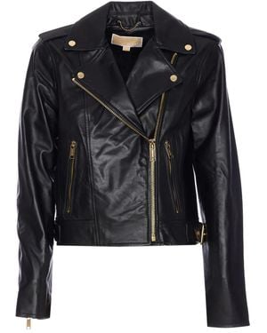 Michael Kors Leather Moto Jacket - Black