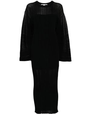 Stella McCartney Abito Midi A Coste - Nero