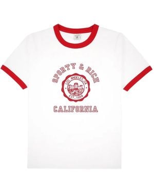 Sporty & Rich Ringer Graphic T-Shirt - Pink