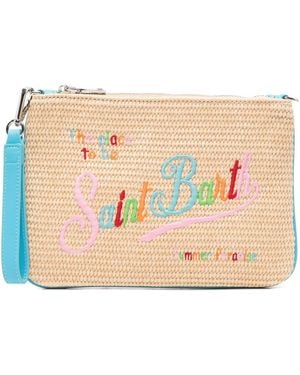 MC2 Saint Barth Parisienne Embroidered Woven Clutch Bag - Natural