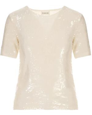 P.A.R.O.S.H. Sequin-Embellished Short-Sleeve T-Shirt - Natural