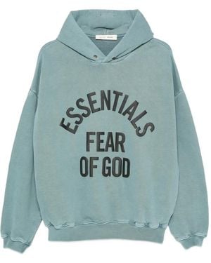 Fear Of God Logo-Print Hoodie - Blue