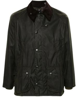 Barbour Dark Cotton Jacket With Corduroy Collar - Schwarz