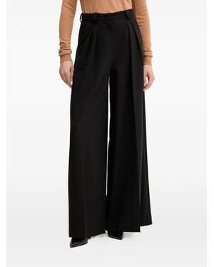 SIMONA CORSELLINI Pleated Wide-Leg Trousers - Black