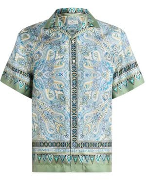 Etro Silk Shirt With Paisley Print - Blue