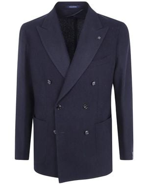 Tagliatore Peak-Lapel Double-Breasted Blazer - Blue