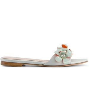 Giambattista Valli Floral-Appliqué Slides - Green