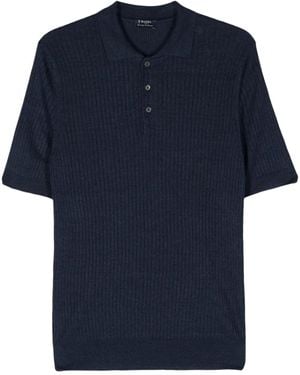 Barba Napoli Ribbed-Knit Polo Shirt - Blue