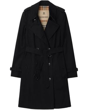 Burberry Gabardine Chelsea Heritage Trench Coat - Black