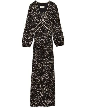 Ba&sh Derby Polka-Dot V-Neck Maxi Dress - Black