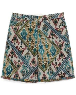 Momoní Pino Jacquard Patterned Shorts - Green