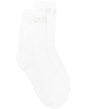 Maje Pearl Embellished Socks - White