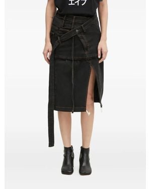 OTTOLINGER Frayed Split Skirt - Black
