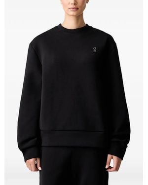 On Shoes Logo-Print Raglan-Sleeve Sweater - Black