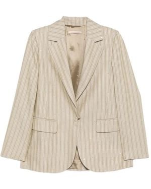 Pennyblack Pinstripe Sequin-Embellished Blazer - Natural
