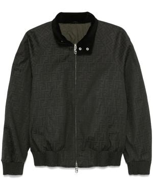 Fendi Ff-Jacquard Bomber Jacket - Black