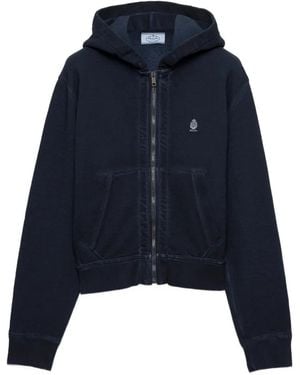 Prada Katoenen Jas Met Capuchon - Blauw