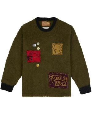 Brain Dead Future Vision Patch-Embellished Sweater - Green