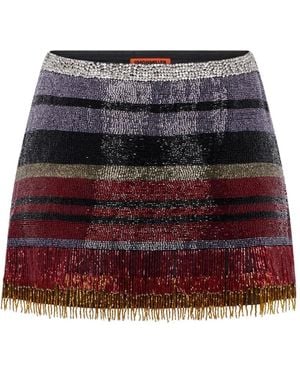 Simon Miller Beaded Striped Mini Skirt - Red