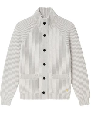 Grayed Cardigan A Collo Alto - Bianco