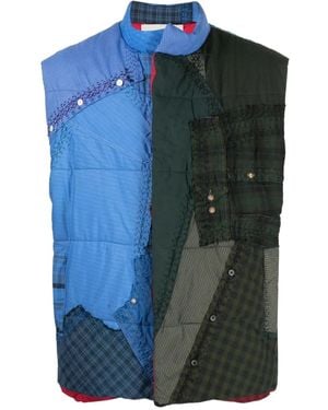 By Walid Teddy Patchwork Padded Gilet - Blue