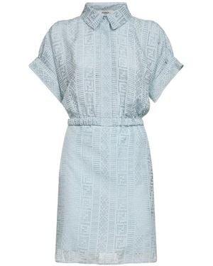 Fendi Pequin Ff Burnout Dress - Blue