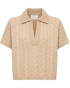 Kujten Aenor Poloshirt Mit Zopfmuster - Natur